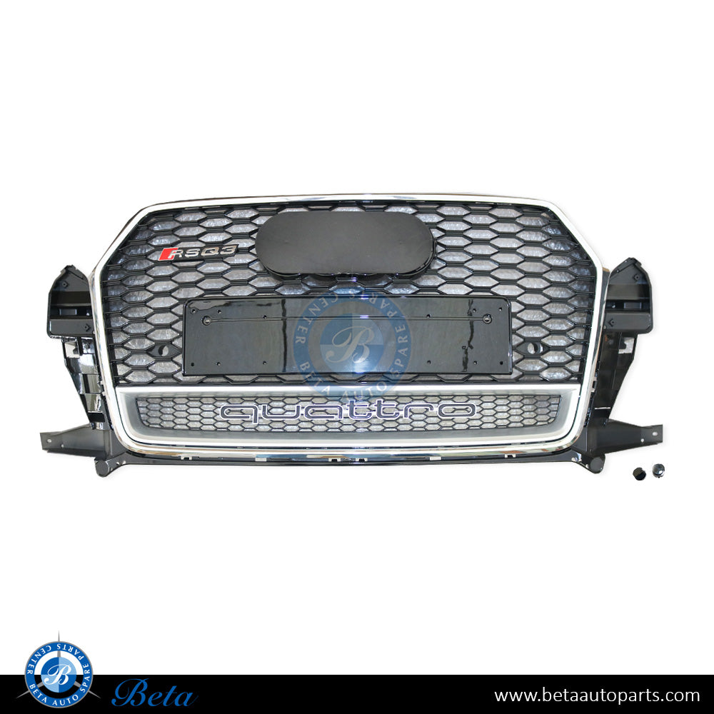 Grille RSQ3 Look Black and Chrome color for Audi Q3 2015-2018 models, Part Number 8U0853651AB Grille RSQ3 Look Black and Chrome color for Audi Q3 2015-2018 models, Part Number 8U0853651AB